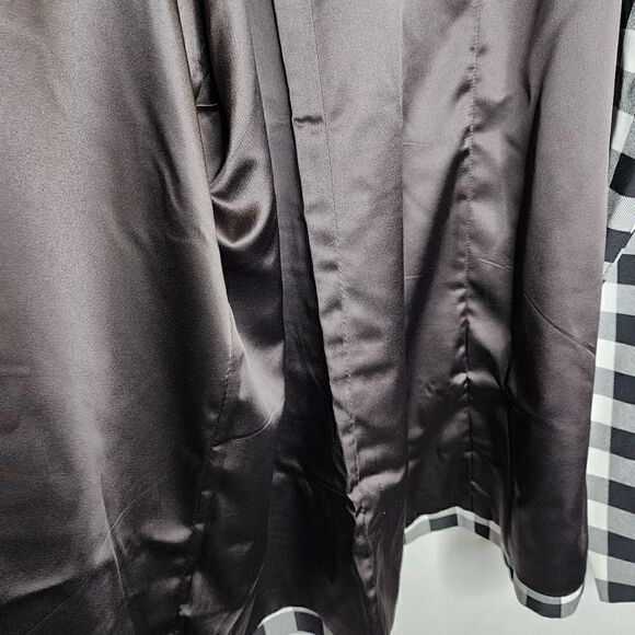 5X 28W Torrid Black White Retro Gingham Plaid Blazer Crepe Open Shawl Collar Plu - Picture 4 of 10